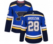 Women Adidas St. Louis Blues #28 Kyle Brodziak Premier Royal Blue Home NHL Jersey