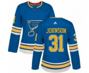 Women Adidas St. Louis Blues #31 Chad Johnson Premier Navy Blue Alternate NHL Jersey
