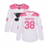 Women Adidas St. Louis Blues #38 Pavol Demitra Authentic White Pink Fashion NHL Jersey