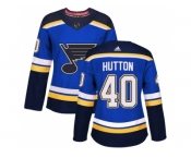 Women Adidas St. Louis Blues #40 Carter Hutton Blue Home Authentic Stitched NHL Jersey