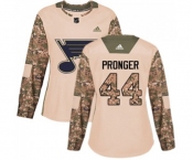 Women Adidas St. Louis Blues #44 Chris Pronger Authentic Camo Veterans Day Practice NHL Jersey