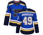 Women Adidas St. Louis Blues #49 Ivan Barbashev Authentic Royal Blue Home NHL Jersey