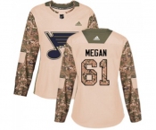 Women Adidas St. Louis Blues #61 Wade Megan Authentic Camo Veterans Day Practice NHL Jersey