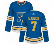 Women Adidas St. Louis Blues #7 Patrick Maroon Premier Navy Blue Alternate NHL Jersey
