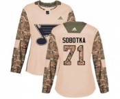 Women Adidas St. Louis Blues #71 Vladimir Sobotka Authentic Camo Veterans Day Practice NHL Jersey