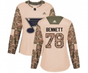 Women Adidas St. Louis Blues #78 Beau Bennett Authentic Camo Veterans Day Practice NHL Jersey