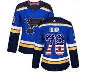 Women Adidas St. Louis Blues #78 Dominik Bokk Authentic Blue USA Flag Fashion NHL Jersey