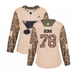 Women Adidas St. Louis Blues #78 Dominik Bokk Authentic Camo Veterans Day Practice NHL Jersey