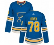 Women Adidas St. Louis Blues #78 Dominik Bokk Authentic Navy Blue Alternate NHL Jersey