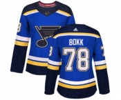 Women Adidas St. Louis Blues #78 Dominik Bokk Premier Royal Blue Home NHL Jersey