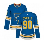 Women Adidas St. Louis Blues #90 Ryan O'Reilly Authentic Navy Blue Alternate NHL Jersey