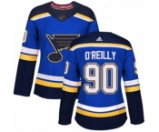 Women Adidas St. Louis Blues #90 Ryan O'Reilly Authentic Royal Blue Home NHL Jersey