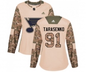 Women Adidas St. Louis Blues #91 Vladimir Tarasenko Authentic Camo Veterans Day Practice NHL Jersey