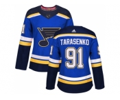 Women Adidas St. Louis Blues #91 Vladimir Tarasenko Blue Home Authentic Stitched NHL Jersey