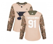 Women Adidas St. Louis Blues #91 Vladimir Tarasenko Camo Authentic 2017 Veterans Day Stitched NHL Jersey