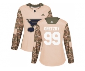 Women Adidas St. Louis Blues #99 Wayne Gretzky Camo Authentic 2017 Veterans Day Stitched NHL Jersey