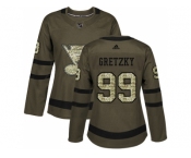 Women Adidas St. Louis Blues #99 Wayne Gretzky Green Salute to Service Stitched NHL Jersey