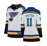 Women St. Louis Blues #11 Brian Sutter Fanatics Branded White Away Breakaway NHL Jersey