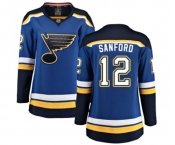 Women St. Louis Blues #12 Zach Sanford Fanatics Branded Royal Blue Home Breakaway NHL Jersey