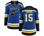 Women St. Louis Blues #15 Robby Fabbri Fanatics Branded Royal Blue Home Breakaway NHL Jersey