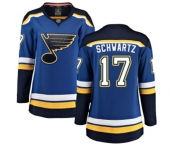 Women St. Louis Blues #17 Jaden Schwartz Fanatics Branded Royal Blue Home Breakaway NHL Jersey