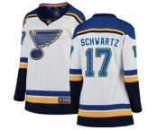 Women St. Louis Blues #17 Jaden Schwartz Fanatics Branded White Away Breakaway NHL Jersey