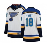 Women St. Louis Blues #18 Tony Twist Fanatics Branded White Away Breakaway NHL Jersey