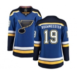 Women St. Louis Blues #19 Jay Bouwmeester Fanatics Branded Royal Blue Home Breakaway NHL Jersey