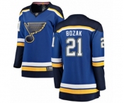 Women St. Louis Blues #21 Tyler Bozak Fanatics Branded Royal Blue Home Breakaway NHL Jersey