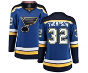 Women St. Louis Blues #32 Tage Thompson Fanatics Branded Royal Blue Home Breakaway NHL Jersey