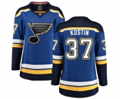 Women St. Louis Blues #37 Klim Kostin Fanatics Branded Royal Blue Home Breakaway NHL Jersey