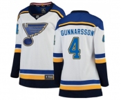 Women St. Louis Blues #4 Carl Gunnarsson Fanatics Branded White Away Breakaway NHL Jersey