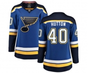 Women St. Louis Blues #40 Carter Hutton Fanatics Branded Royal Blue Home Breakaway NHL Jersey