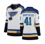Women St. Louis Blues #41 Robert Bortuzzo Fanatics Branded White Away Breakaway NHL Jersey