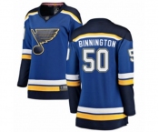 Women St. Louis Blues #50 Jordan Binnington Fanatics Branded Royal Blue Home Breakaway Hockey Jersey