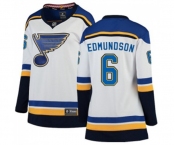 Women St. Louis Blues #6 Joel Edmundson Fanatics Branded White Away Breakaway NHL Jersey