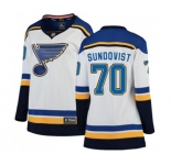 Women St. Louis Blues #70 Oskar Sundqvist Fanatics Branded White Away Breakaway NHL Jersey
