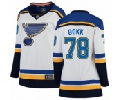 Women St. Louis Blues #78 Dominik Bokk Fanatics Branded White Away Breakaway NHL Jersey