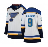 Women St. Louis Blues #9 Shayne Corson Fanatics Branded White Away Breakaway NHL Jersey