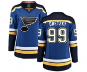 Women St. Louis Blues #99 Wayne Gretzky Fanatics Branded Royal Blue Home Breakaway NHL Jersey
