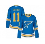 Women's Reebok St. Louis Blues #11 Brian Sutter Authentic Blue 2017 Winter Classic NHL Jersey