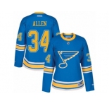 Women's Reebok St. Louis Blues #34 Jake Allen Authentic Blue 2017 Winter Classic NHL Jersey