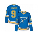 Women's Reebok St. Louis Blues #9 Doug Gilmour Authentic Blue 2017 Winter Classic NHL Jersey