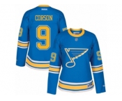 Women's Reebok St. Louis Blues #9 Shayne Corson Authentic Blue 2017 Winter Classic NHL Jersey