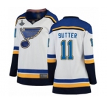 Women's St. Louis Blues #11 Brian Sutter Fanatics Branded White Away Breakaway 2019 Stanley Cup Champions Hockey Jersey