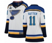 Women's St. Louis Blues #11 Brian Sutter Fanatics Branded White Away Breakaway 2019 Stanley Cup Champions Hockey Jersey