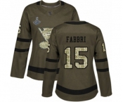 Women's St. Louis Blues #15 Robby Fabbri Authentic Green Salute to Service 2019 Stanley Cup Champions Hockey Jersey