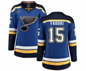 Women's St. Louis Blues #15 Robby Fabbri Fanatics Branded Royal Blue Home Breakaway 2019 Stanley Cup Champions Hockey Jersey