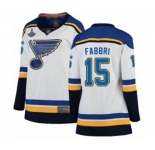 Women's St. Louis Blues #15 Robby Fabbri Fanatics Branded White Away Breakaway 2019 Stanley Cup Champions Hockey Jersey