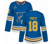 Women's St. Louis Blues #18 Tony Twist Authentic Navy Blue Alternate 2019 Stanley Cup Champions Hockey Jersey